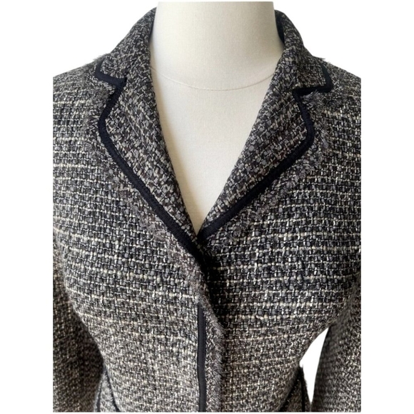 Bergdorf Goodman Grey Brown Silk Lined Wool Tweed High-end Blazer Size S - Picture 5 of 16